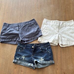 Women’s Denim Rolled-Hem Shorts - Dark Blue-white and jeans